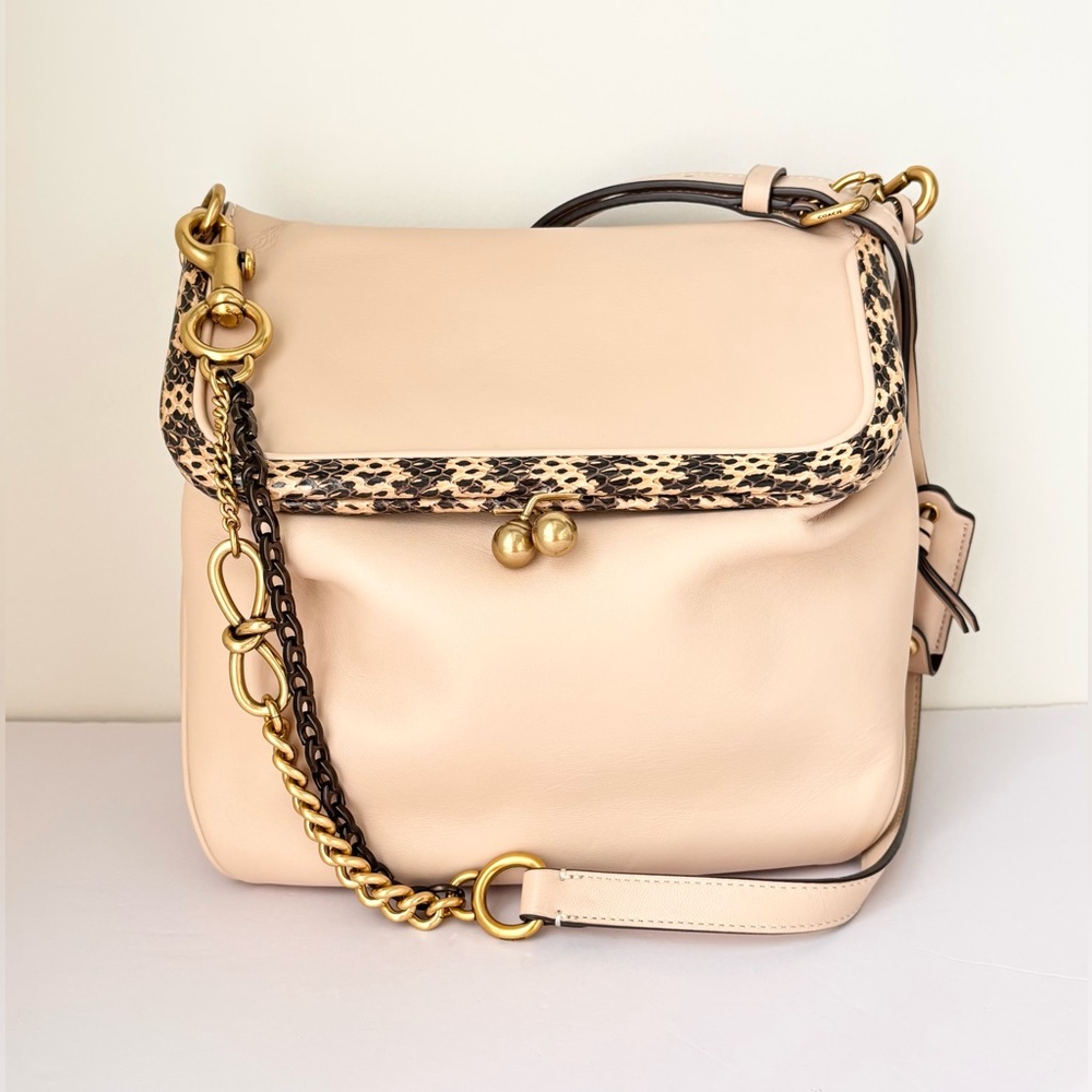 COACH Rider Bag 24 With Snakeskin Detail in Beige